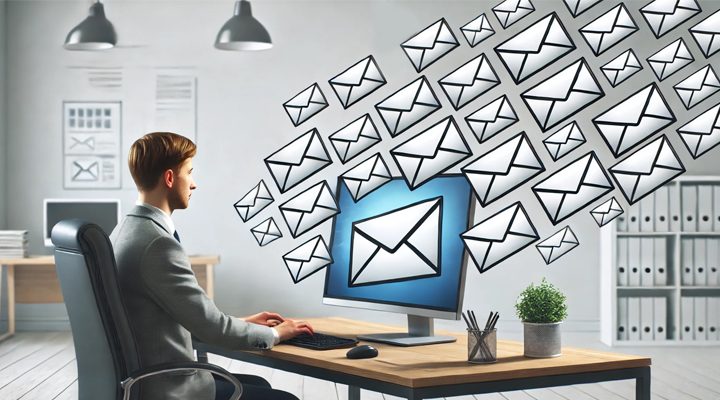 man at computer email marketing