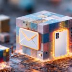 cube with email envelope and cell phone